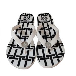 Tory Burch Black and White Thong Sandals Size 6 Flip Flops